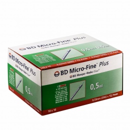 Фото Шприц инсулиновый BD MICRO-FINE Plus с интегрированной иглой U-100 0,5ml