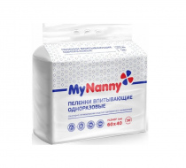 Фото Пеленки впитывающие одноразовые My Nanny 60х40 см 30 шт, МЕДМИЛ