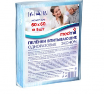 Фото Пеленки впитывающие одноразовые Medmil Эконом 60х60 см 5 шт