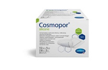 Фото Повязки пластырного типа c контактным слоем из силикона Cosmopor® silicone 7,2 х 5 см, 25 шт, HARTMANN