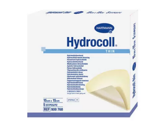 Фото Повязка стерильная самоклеящаяся абсорбирующая гидроколлоидная Hydrocoll thin 15 x 15см 5шт, HARTMANN 