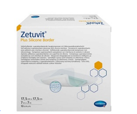 Фото Повязка суперабсорбирующая, стерильная Zetuvit® Plus Silicone Border/Цетувит Плюс Силикон Бордер 17,5х17,5 см, 10 шт./уп., HARTMANN