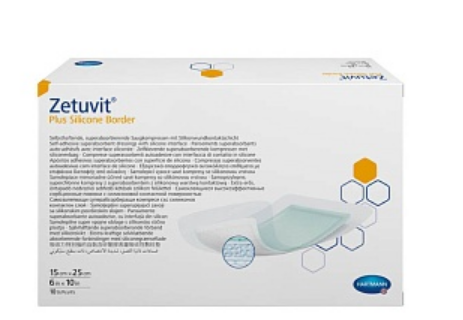 Фото Повязка суперабсорбирующая, стерильная Zetuvit® Plus Silicone Border/Цетувит Плюс Силикон Бордер 15х25 см, 10 шт./уп., HARTMANN