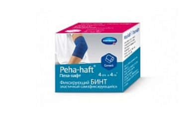 Фото Фиксирующийся бинт эластичный самофиксирующийся Peha-haft® (Пеха-хафт) 4 см х 4 м, синий, HARTMANN