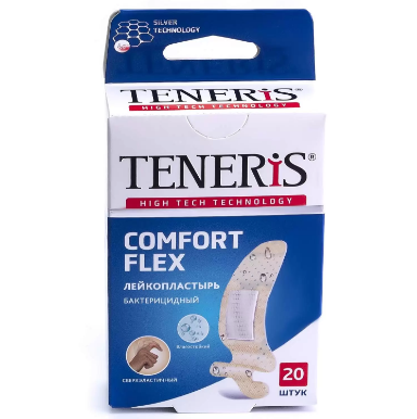Фото Бактерицидный пластырь COMFORT FLEX с ионами серебра 20шт., Великобритания
