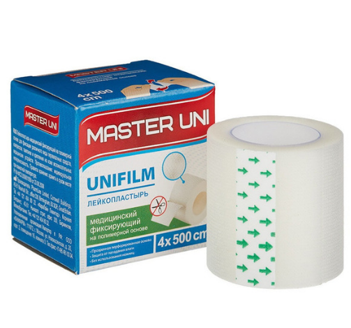 Фото Фиксирующий пластырь на полимерной основе MASTER UNI 4х500 см, Великобритания