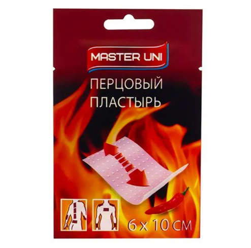 Фото Пластырь перцовый MASTER UNI набор 1 шт., 6х10 см, Великобритания 