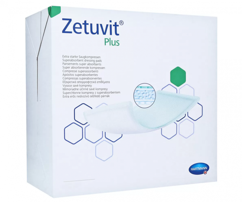Фото Повязка  Цетувит Плюс (Zetuvit® Plus) суперабсорбирующая, стерильная, 10 x 20 см; 10 шт. Хартманн  