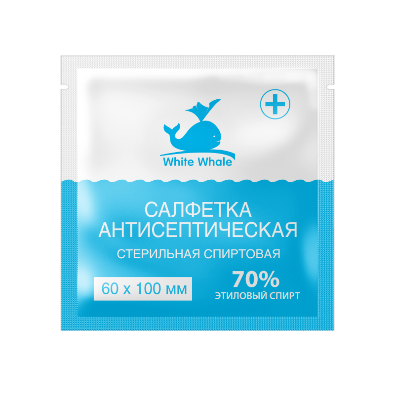 Фото Салфетка спиртовая антисептическая стерильная 60х100 White Whale (400шт/уп./2000шт/кор)