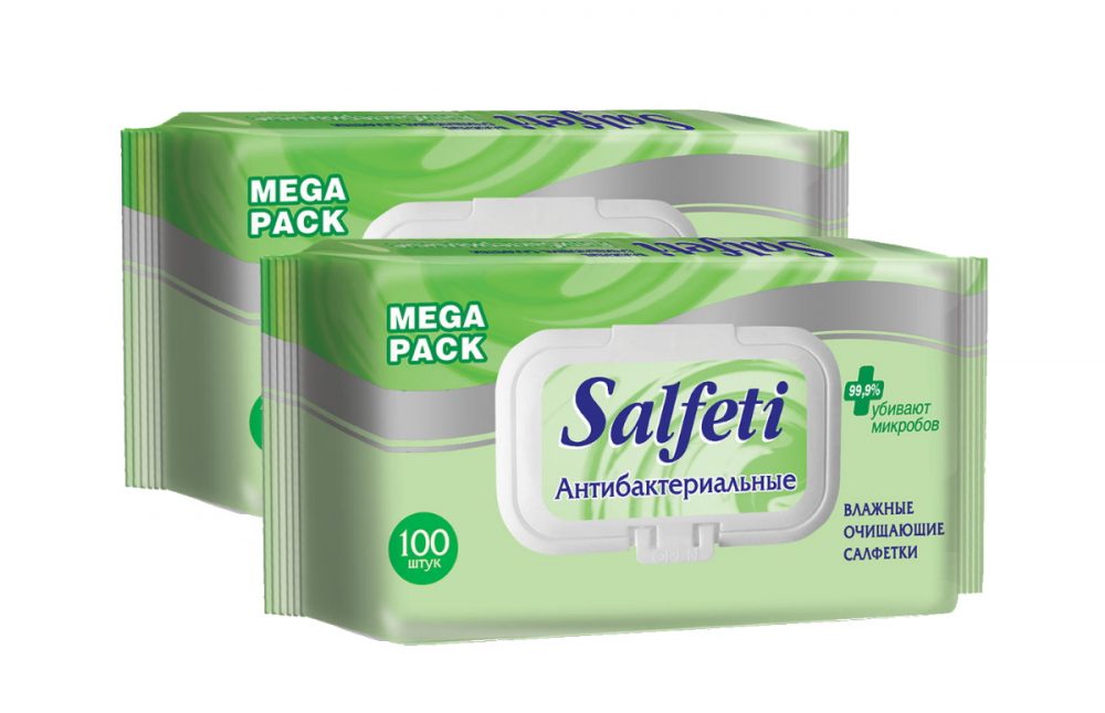 Фото Салфетки влажные антибактериальные с клапаном Salfeti antibac №100