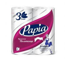Фото Полотенца бумажные "HAYAT "Papia" белые трёхслойные, 2 шт 