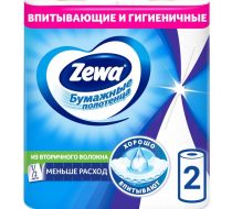 Фото Полотенца кухонные "ZEWA" двухслойные белые, 2шт