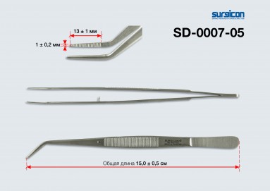Фото Пинцет зубной изогнутый(СТ-10-125) 150мм Surgicon