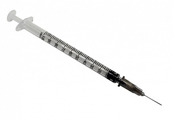Фото Шприц одноразовый стерильный 3PC 1мл инсулиновый U-40 с надетой иглой 27G 1/2" (0.4x13мм), Vogt Medical 