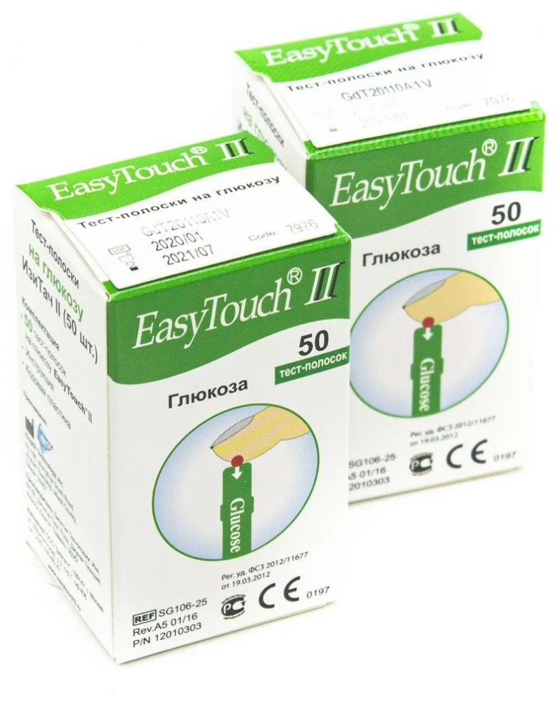 Фото Тест-полоски ИзиТач (EasyTouch) (глюкоза) №50*2 (+Глюкометр в подарок) 