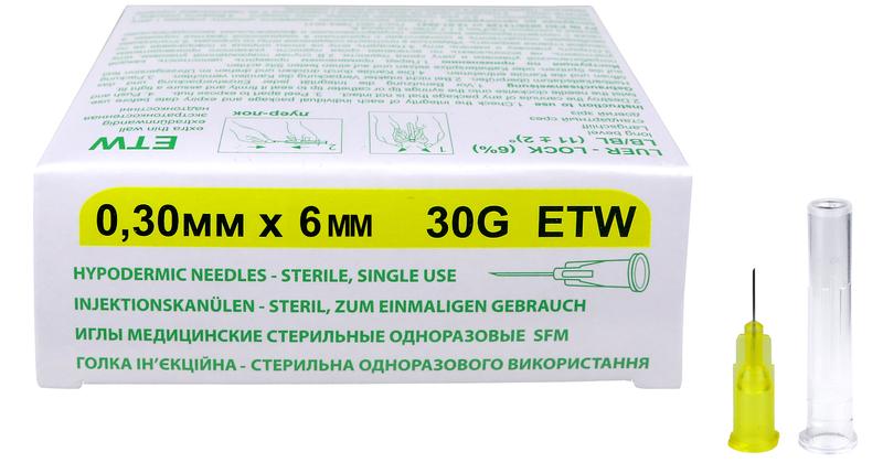 Фото Иглы медицинские стерильные одноразовые SFM 0,30мм х 6 мм 30G ETW №50