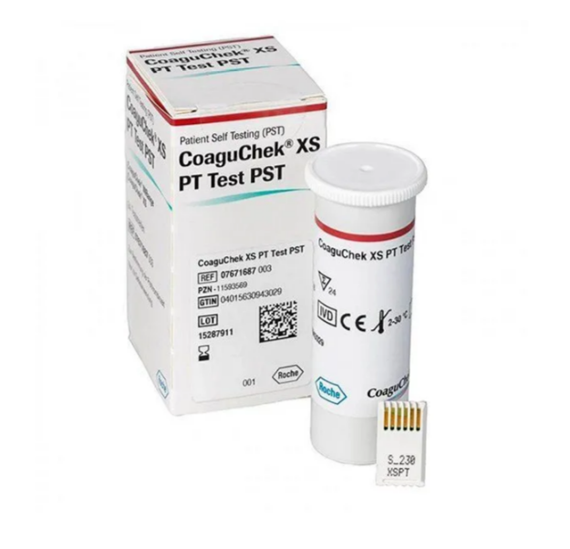 Фото Тест-полоски "CoaguChek XS PT Test PST" для определения МНО (24 шт/уп.)