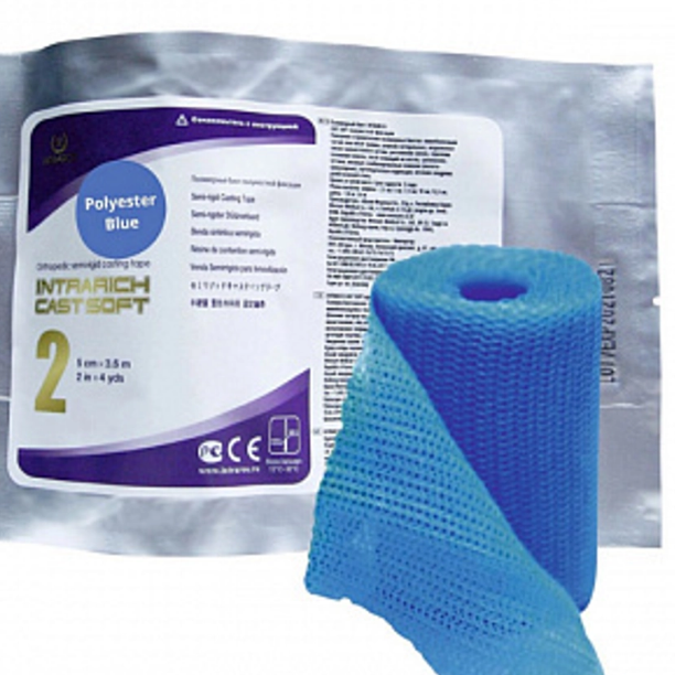 Фото Полимерный бинт INTRARICH CAST SOFT 5 см х 3.6м, полужесткий, голубой, Корея