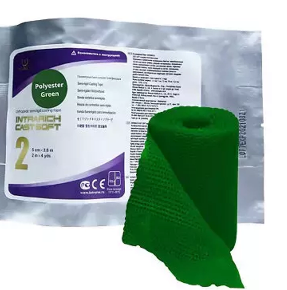 Фото Полимерный бинт INTRARICH CAST SOFT 5 см х 3.6м, полужесткий, зеленый, Корея