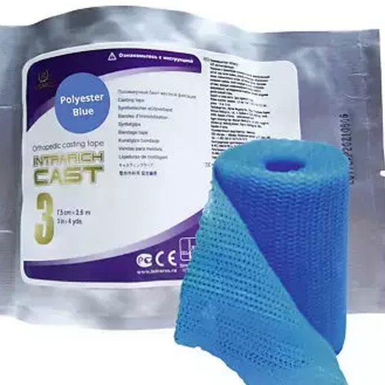 Фото Полимерный бинт INTRARICH CAST SOFT 7,5см х 3.6м, полужесткий, голубой, Корея