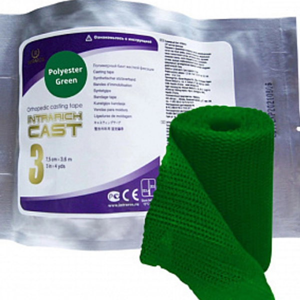 Фото Полимерный бинт INTRARICH CAST SOFT 7,5см х 3.6м, полужесткий, зеленый, Корея