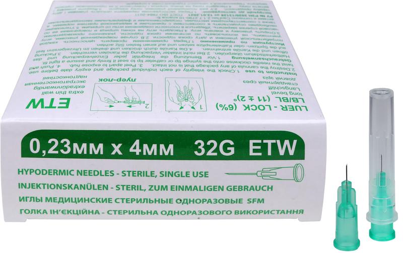 Фото Игла медицинская стерильная одноразовая G32 0,23x4 мм SFM ETW № 50
