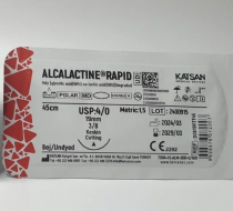 Фото Шовный материал ALCALACTINE RAPID 4/0 75 см, обратно-режущая 19мм 3/8, 12 шт/уп., Турция 