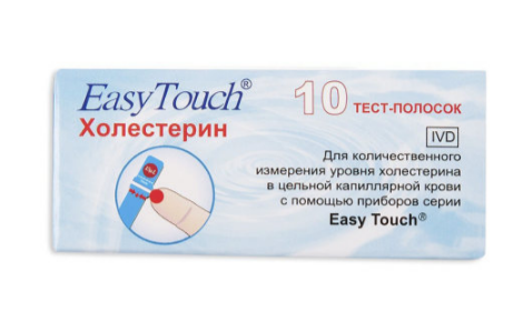 Фото Тест-полоски "EasyTouch" для определения уровня холестерин (10шт/уп.)