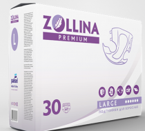 Фото Подгузники для взрослых Zollina Premium, размер L, обхват талии до 150 см, Турция 