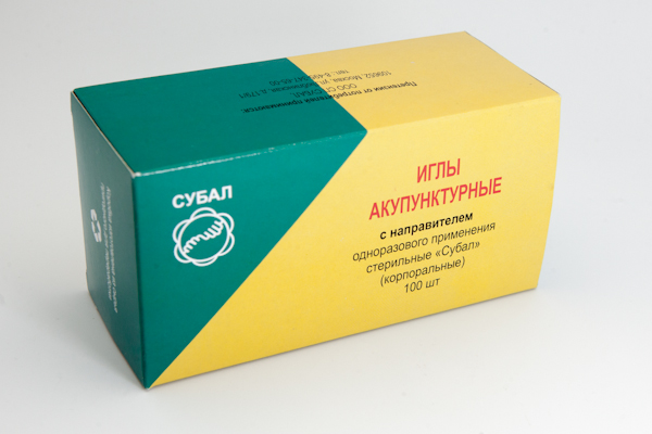 Фото Иглы корпоральные (акупунктурные) "Субал" Ø 0,3x40 мм с направителем с ручкой из нерж. стали (100шт/уп.,1000шт/кор.) Maanshan