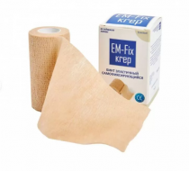 Фото Самофиксирующийся бинт EM-Fix krep 5 см х 4,5 м, бежевый, картонная упаковка, Испания 
