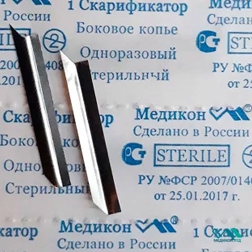 Фото Скарификатор для прокалывания кожи пальца, одноразовый, стерильный  (боковое копье) 1000шт/упак. МЕДИКОН ЛДТ