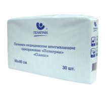 Фото Пеленки медицинские впитывающие одноразовые, нестерильные Пелигрин, Classic 60х40 см (30шт/уп.)