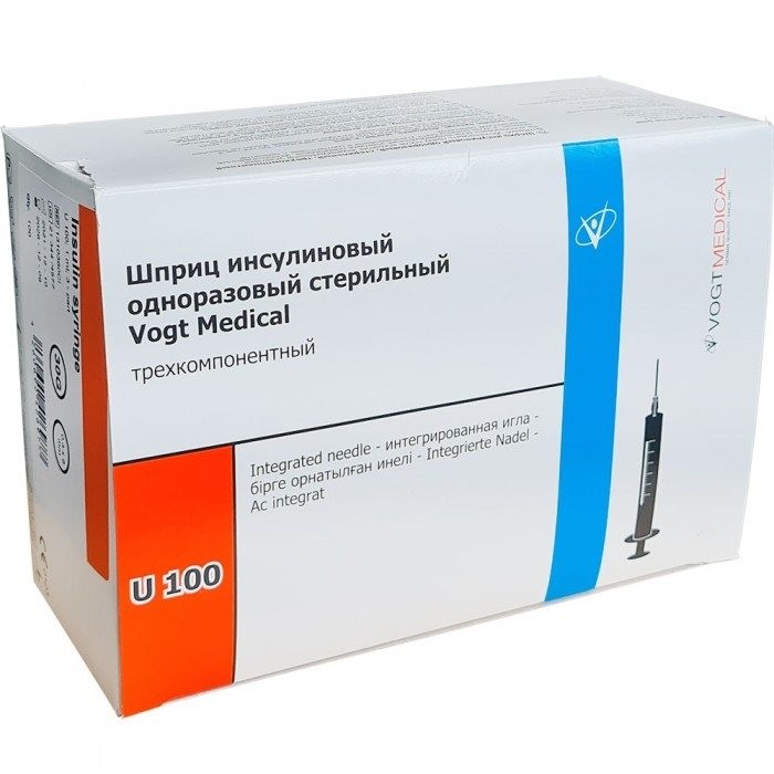 Фото Шприц одноразовый стерильный туберкулиновый Vogt Medical 1мл с надетой иглой 26G (0,45х10мм) LS (100шт./уп./3200шт./кор.) (ЧЗ)