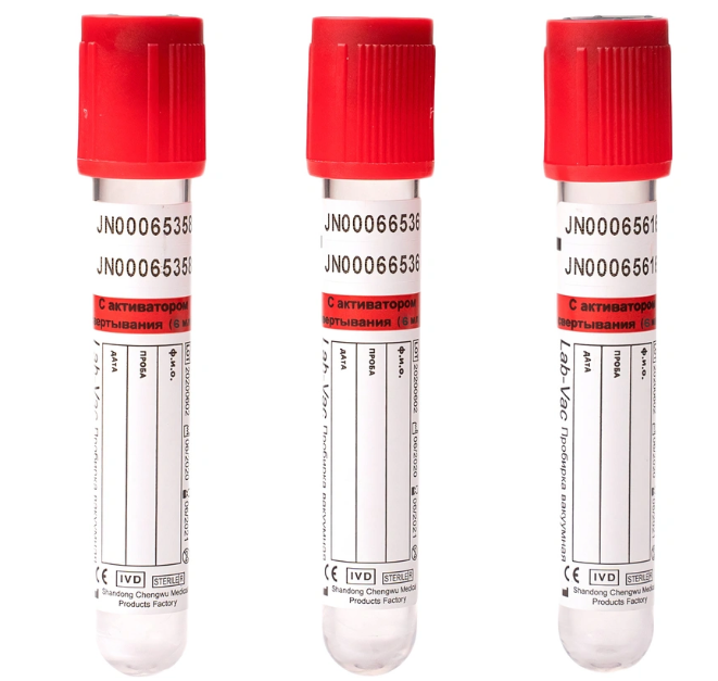 Фото Пробирка вакуумная Lab-Vac для взятия крови с активатором свертывания 6 мл, 13*100 мм (100шт/уп; 1200шт/кор) ЧЗ