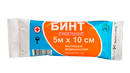 Фото Бинт мед. н/стер. инд.уп., 5м х 10см, пл.28, ВераМед (450шт/кор.)(ЧЗ)
