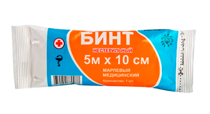 Фото Бинт мед. н/стер. 5м х 10см, пл.28, ВераМед (40шт/уп.,600шт/кор.)(ЧЗ)
