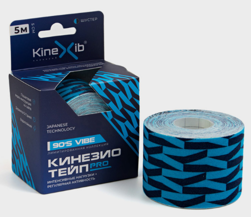 Фото Кинезио тейп, бинт нестерильный адгезивный восстанавливающий Kinexib Pro 90S VIBE (5м*5см) Шустер