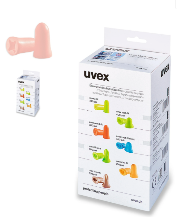 Фото Вкладыши (беруши) противошумные uvex Комфо-Фит, одноразовые, пурпурный; SNR 33dB (300 пар/уп)
