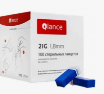 Фото Ланцет автоматический Qlance Extra, игла 21G, глубина прокола 2,4 мм (уп.100 шт.)