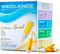 Фото Ланцет автоматический Medlance plus Special, перо 0,8 мм, глубина прокола 2,0 мм. лезвие, желтый (200 шт/уп)