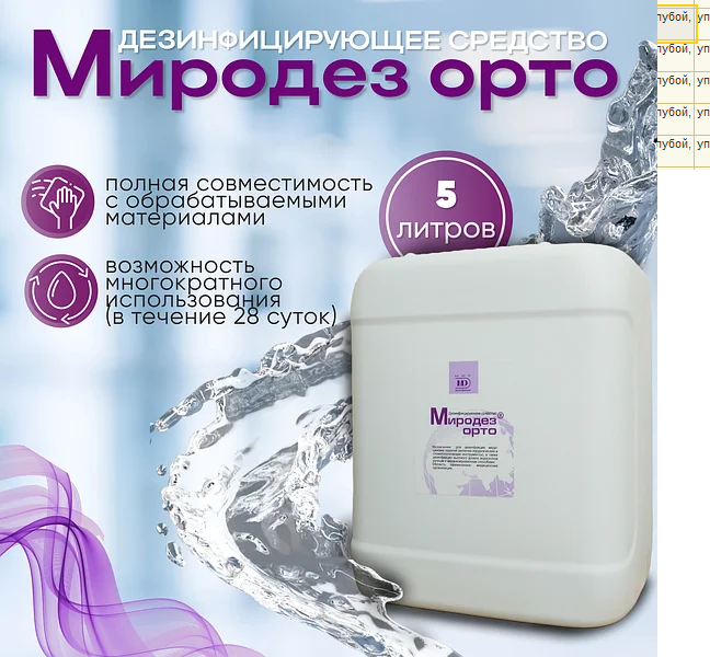 Фото Средство дезинфицирующее Миродез орто 5 л.